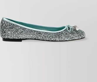 Jimmy Choo London glitter bow round toe ballet flats