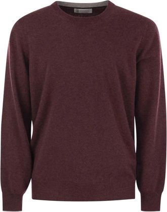 Brunello Cucinelli Trui met ronde hals - Heren - Cashmere truien - Rood - L - Kasjmier - Truien & Vesten