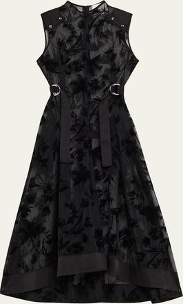 3.1 Phillip Lim Sleeveless Flocked Organza Midi Dress