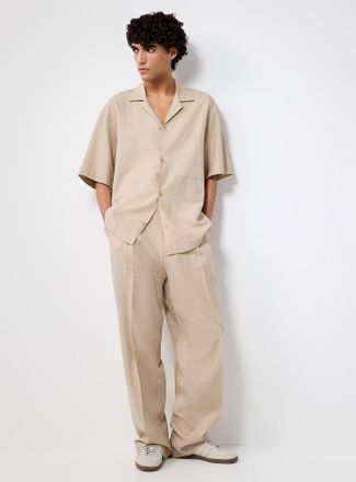 IM BRIAN Mens Pleated linen pant Straight fit