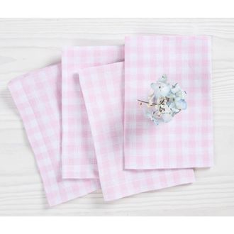 Solino Home Linen Dinner Napkins - Gingham Check, 20 x 20 in Marshmellow Pink at Nordstrom, Size Large