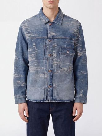 Emporio Armani Giacca a camicia in denim distressed con tasche a toppa