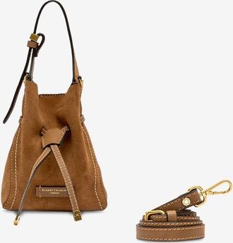 Gianni Chiarini Wildleder-Schultertasche mit abnehmbarem Riemen Sienna