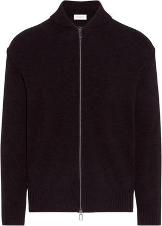 Paolo Pecora Cardigan met hoge hals en rits - Heren - Vesten - Zwart - XL - Wol - Truien & Vesten