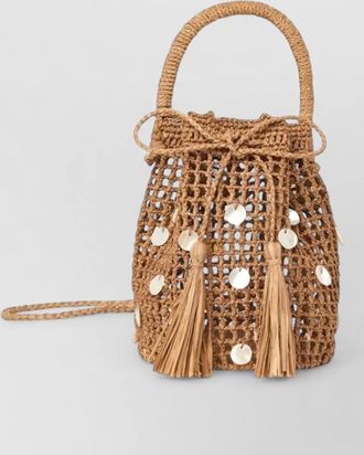 Alanui precious moments raffia bucket bag shells
