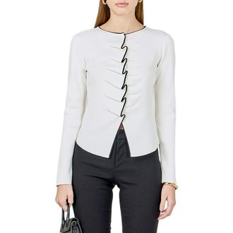 endless rose Ruffle Knit Top in Ivory at Nordstrom, Size X-Small