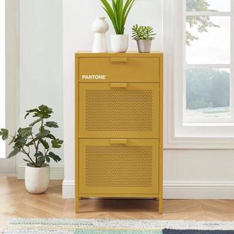 Pantone Mueble zapatero de metal amarillo mostaza