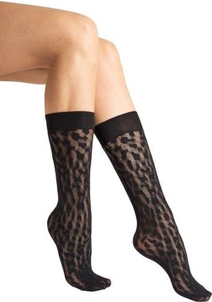 Wolford Reptile Knit High Socks in Black at Nordstrom