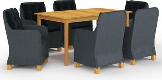 vidaXL Juego De Comedor Para Jard&iacute;n De 7 Piezas Gris Oscuro Vidaxl