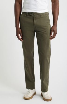 Brax Evans Flat Front Straight Leg Chinos in Olive at Nordstrom, Size 58