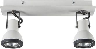 Beliani Conjunto De 2 L&aacute;mparas De Techo De Metal Blanco Negro Brazo Articulado Baro