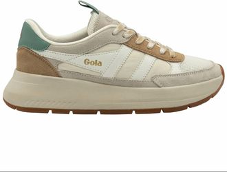 Gola Womens Phoenix Trainers Sneakers In Off White/light Caramel/green Mist