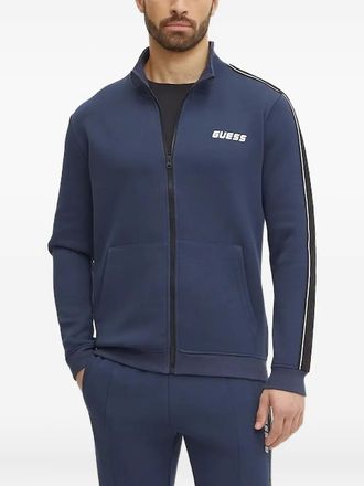 Guess Co logo-detail full-zip sweatshirt - men - Cotton/Polyester - S - Blue