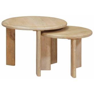 vidaXL Nesting Coffee Tables 2 pcs Black Solid Mango Wood vidaXL