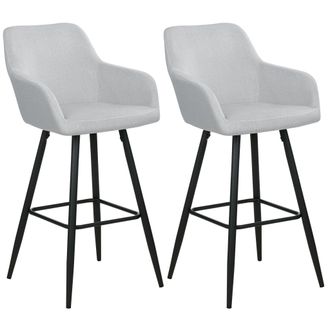 Beliani Conjunto De 2 Sillas De Bar De Estilo Moderno En Color Gris Claro Fabricadas En Terciopelo Con Patas De Metal Casmalia