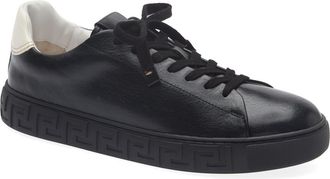 Versace Greca Leather Sneaker in Black White at Nordstrom, Size 41