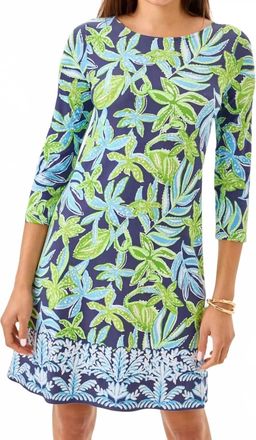 Lilly Pulitzer Ophelia 3/4 Sleeve Dress In Sapphire Pool Tropical Tango Engineered