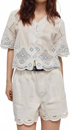 M&eacute;lissa Nepton Ariana Eyelet Blouse In Off-White