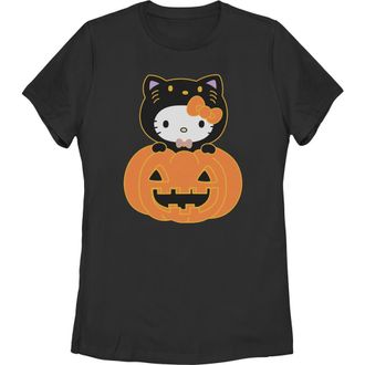 Hello Kitty Womens Hello Kitty Halloween Pumpkin and Kitty Graphic T-Shirt in Black at Nordstrom, Size Xx-Large