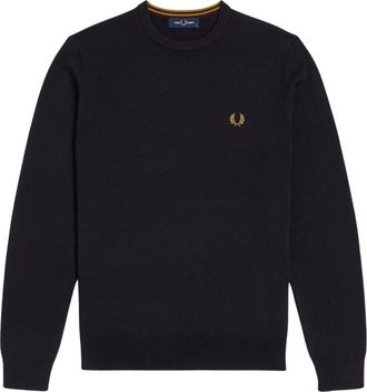 Fred Perry Ronde Hals Trui - Heren - Ronde hals truien - Blauw - 2XL - Katoen - Truien & Vesten