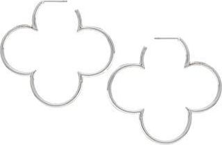 Rivka Friedman White Rhodium Plated Clover Hoop Earrings at Nordstrom Rack