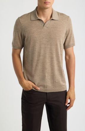 Jack Victor Wool Johnny Collar Polo in Tan at Nordstrom, Size Xx-Large