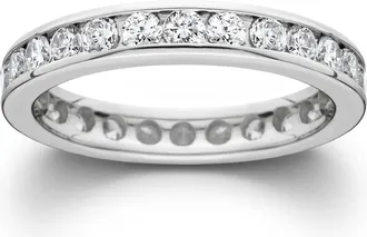 Pompeii3 1 1/2ct Channel Set Diamond Eternity Ring 14K White Gold Lab Grown Wedding Band Size Selectable
