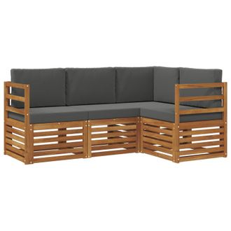 vidaXL Juegos De Sof&aacute;s Con Coj&iacute;n 4 Pcs Natural Y Antracita Vidaxl