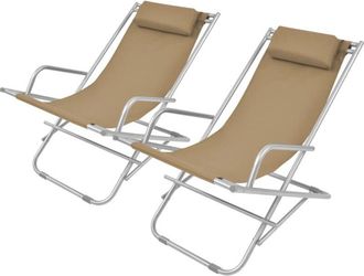 vidaXL Vidaxl - Tumbonas reclinables 2 unidades acero gris topo