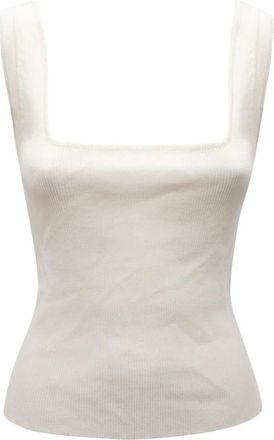 MVP Wardrobe Geribbelde mouwloze top gemaakt in Itali&euml; - Dames - Tops zonder mouwen - Beige - XS - Tops