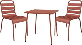 VENTE-UNIQUE.COM Conjunto de mesa y sillas para jard&iacute;n acero terracota