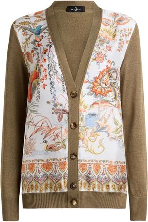 Etro Cardigan con inserti a fiori - Marrone