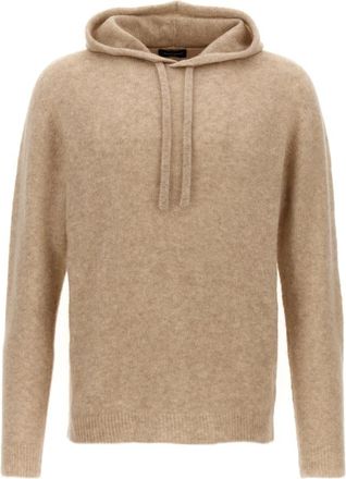 Roberto Collina Cashmere Blend Hooded Sweater - Heren - Hoodies - Beige - L - Kasjmier - Hoodies & sweatvesten