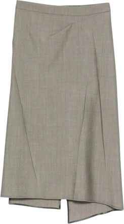 Victoria Beckham Geponste Pantalonrok - Dames - Midirokken - Grijs - L - Leer - Rokken