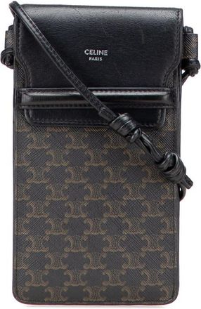 Celine Pre-owned Celine Triomphe Coated Canvas Phone Pouch Flap Crossbody Ladies W-IP-3291