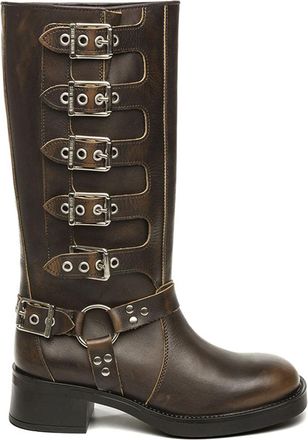 Steve Madden Womens Leather Battle 207 Boots - Brown - Size UK 3