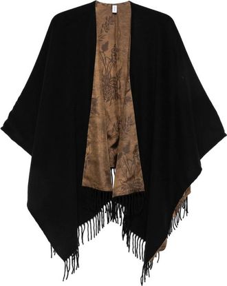 Ferragamo Floral-print Fringed Cape