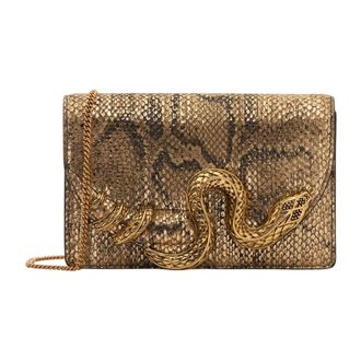Roberto Cavalli Cross Body Bags, female, Yellow, Size: ONE SIZE Bag with Python and Snake Motif