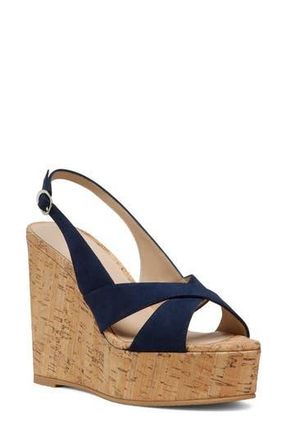 Stuart Weitzman Dayna Slingback Platform Wedge Sandal in Nice Blue at Nordstrom Rack, Size 5