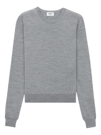 Saint Laurent crew-neck jumper - women - Virgin Wool - L - Grey