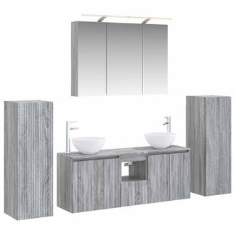 vidaXL Juego De Muebles De Ba&ntilde;o 6 Pcs Sonoma Gris Vidaxl