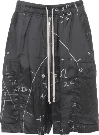 Rick Owens Black Cargobelas Viscose Bermuda Shorts