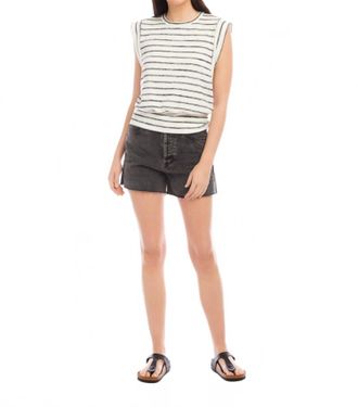 Fifteen Twenty Janice Extended Sleeve Top In Heathered Jersey Stripe