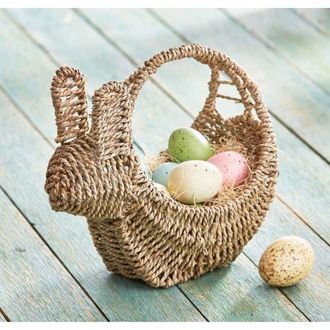 Tag Seagrass Easter Bunny Shaped Basket for Tabletop Decor in Beige at Nordstrom