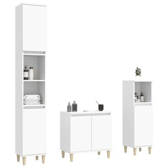 Berkfield Home Durable 3 Piece Bathroom Furniture Set White Engineered Wood