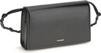 Jil Sander Womens Tangle Wallet With Shoulder Strap Black Calf Leather Bos Taurus