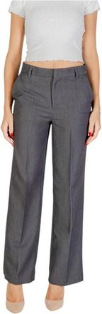 Only Broek met rits- en knoopsluiting en zakken - Dames - Wijde Broeken - Grijs - M L32 - Polyester - Broeken