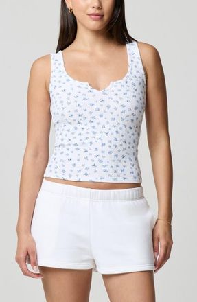 Florence By Mills Ditsy Floral Scoop Neck Tank in Petit Jardin White/Blue at Nordstrom, Size Xx-Small