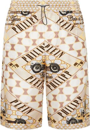 Philipp Plein Shorts Cool Kid Cut in seta con stampa - Toni neutri