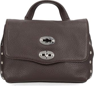 Zanellato Pebbled Leather Handbag With Structured Silhouette And Silver Accents